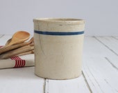 Vintage Stoneware Striped Crock, Vintage Crock, Farmhouse Kitchen, Rustic, Primitive,
