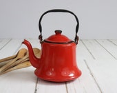 Vintage Enamelware Coffee Pot, Red Enamel Ware, Farmhouse, Vintage Camping