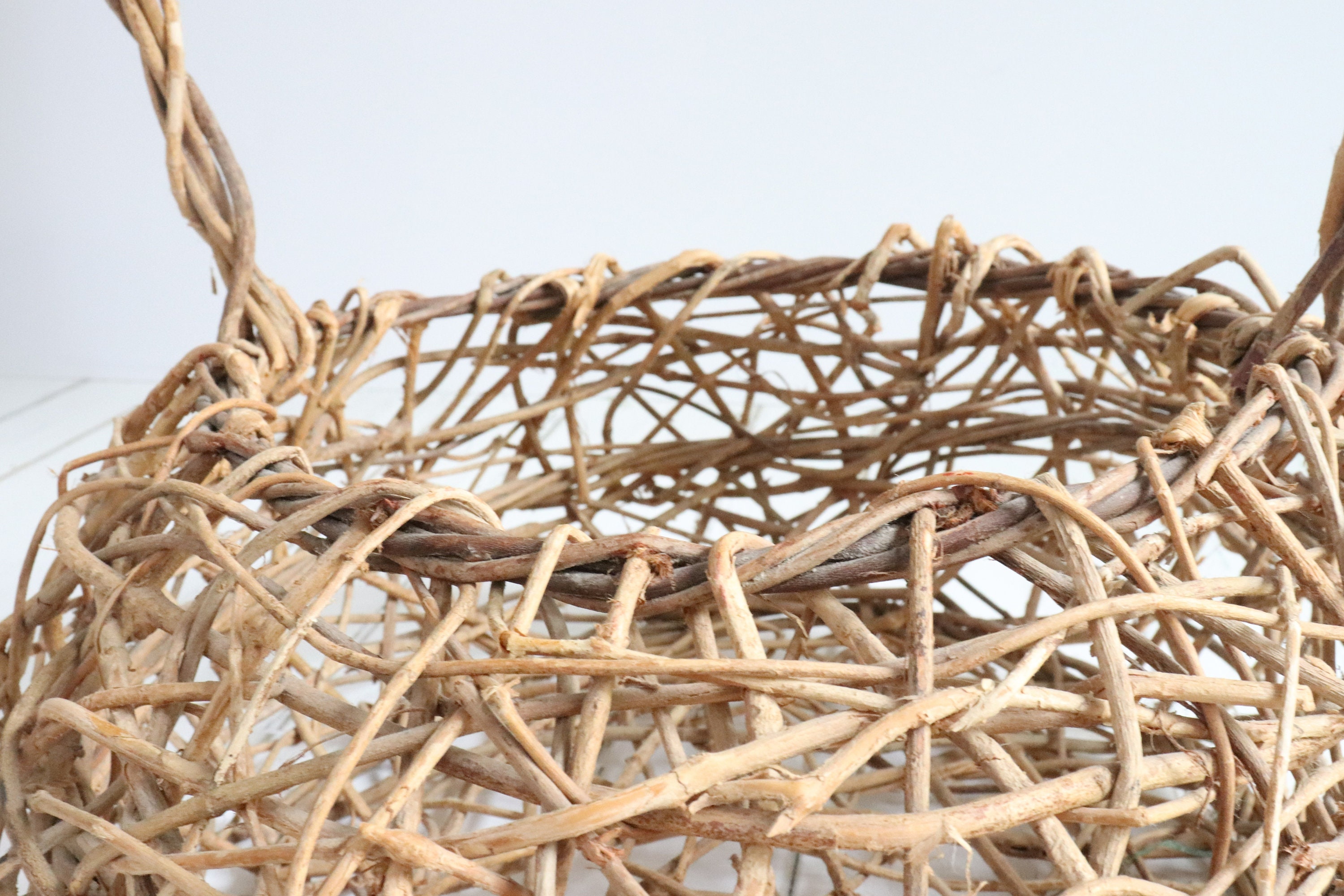 Vintage Large Grapevine Willow Basket hand Woven Open Weave Etsy