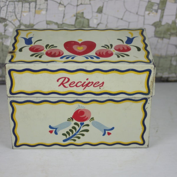 Vintage Tin Recipe Box  / Valentine's Gift