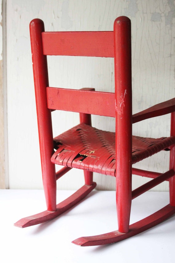 childs red rocking chair