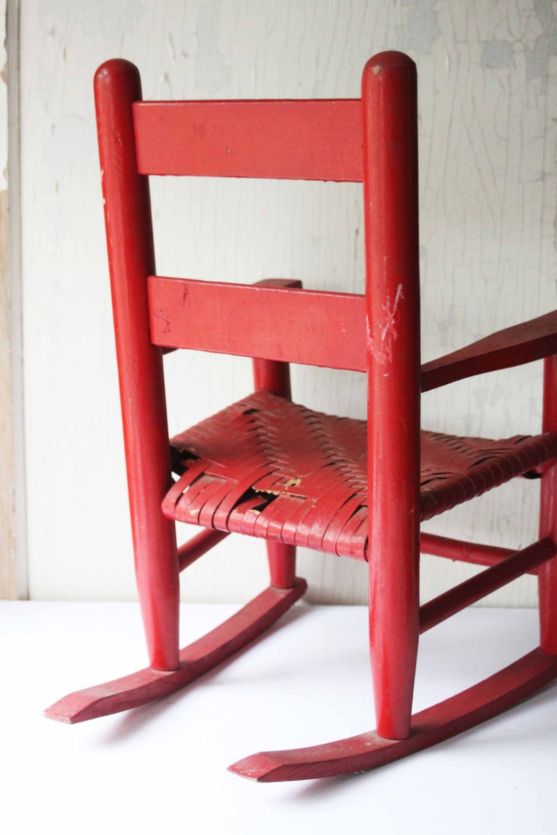 Red Painted children's Chair Antique Rocker Antique Red Child's Rocking