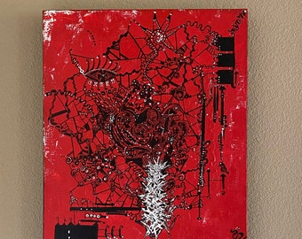 2020  acrylic marker canvas 16x20  web of pandemic protests riots election year health life death forgiveness peace love which way out