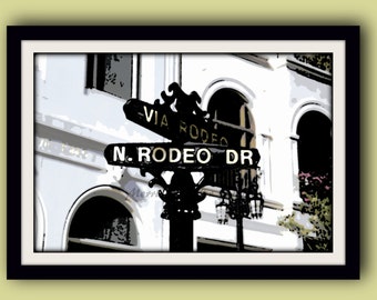 RODEO DRIVE  11x16 Print  Modern Wall Art Decor Los Angelas California Shopping Movie Stars Fancy White Stucco Expensive Shops Money Hot
