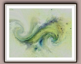 Abstract print 8x10 11x14  Wavelength  Merrick Miller Original fine art wall decor wave ocean splash water ocean sea green blue yellow