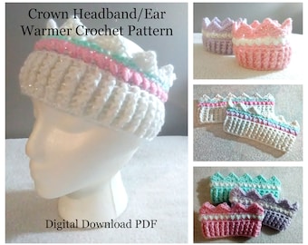 Crochet Pattern Headband Crown PDF - In 5 Sizes