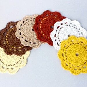 12 Crochet Coasters Set, Crochet Cup Pads Natural Color, Placemats Crochet, Table Decoration Crochet image 4