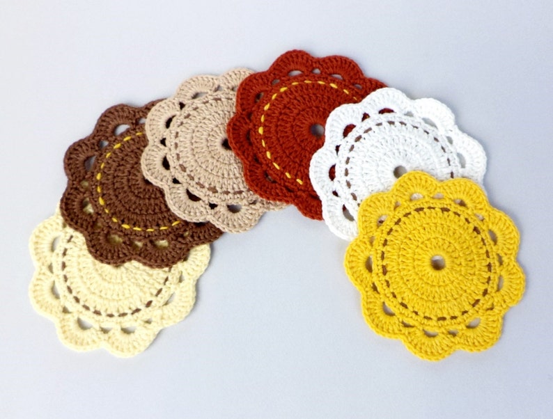 12 Crochet Coasters Set, Crochet Cup Pads Natural Color, Placemats Crochet, Table Decoration Crochet image 4