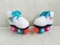 Crochet Baby Roller Skates Booties with Stoppers and Multicolor Wheels Photo Props,  Knitted Baby Skates Photoshoot Outfit product logo