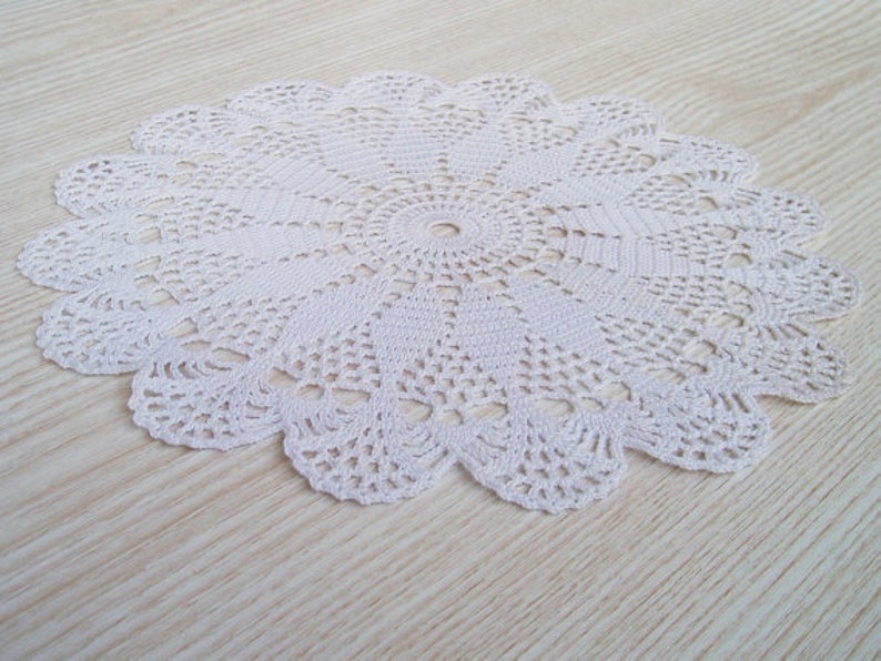 Lace Crochet White Round Doily, Crochet Centerpiece, Lace Crochet Table Decor, Crochet White Table Decorative Cover image 2