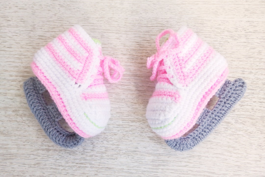 Ice Skates Crochet Baby Booties Crochetted Baby Ice Figure Etsy