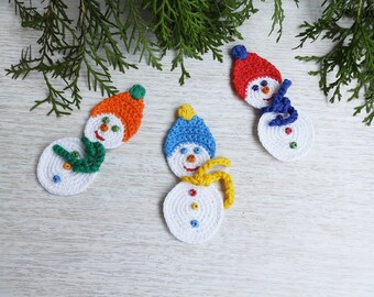 Crochet Snowman Set of 3 Christmas Tree Decor Ornaments, Christmas Home Decor