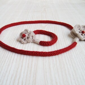 Handmade Flowers Necklace Bracelet Set, Crochet Textile Jewellery, Fashion Crochet Flowers