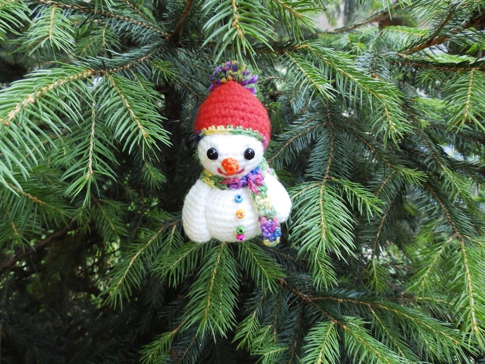 ぬいぐるみかぎ針編み雪だるまアミグルミクリスマスオーナメントツリー