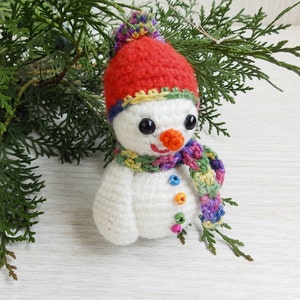 Stuffed Crochet Snowman Amigurumi Christmas Ornament Tree Decor, Christmas Home Decor