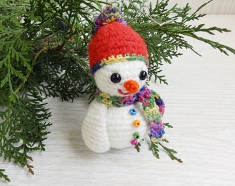 Stuffed Crochet Snowman Amigurumi Christmas Ornament Tree Decor, Christmas Home Decor