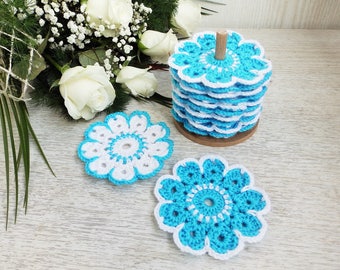 Set of 12 Crochet Coasters Table Decor, Christmas Gift Set, Crochet Cup Pads, Gift for everyone, Placemats Crochet