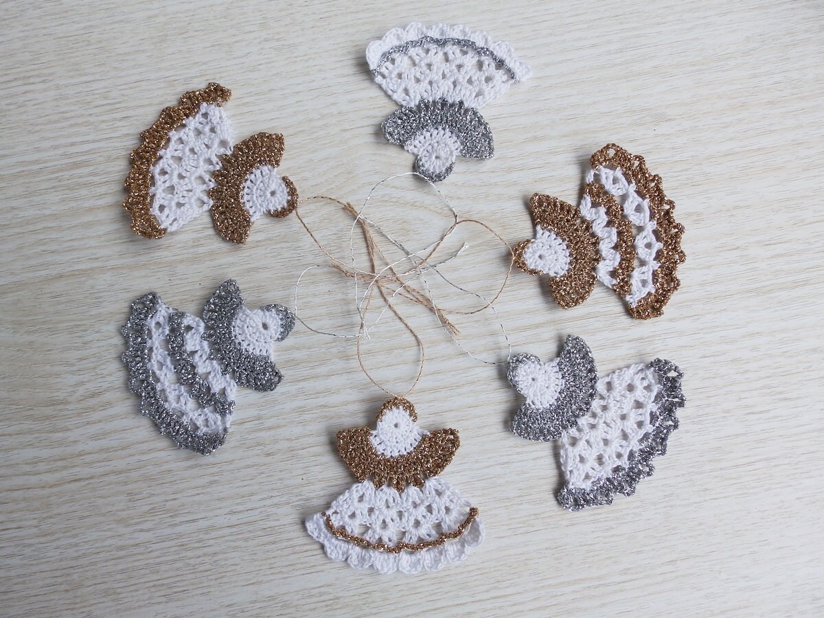 3 Christmas Crochet Angels Crochet Christmas Ornaments Tree Etsy