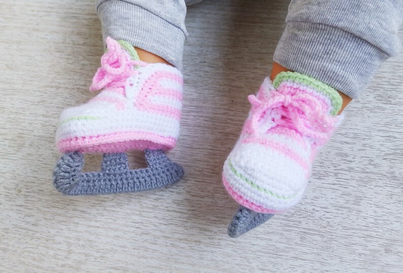 Ice Skates Crochet Baby Booties Crochetted Baby Ice Figure Etsy