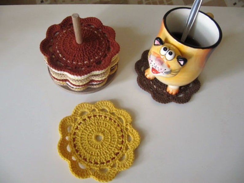 12 Crochet Coasters Set, Crochet Cup Pads Natural Color, Placemats Crochet, Table Decoration Crochet image 5