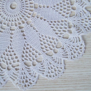 Lace Crochet White Round Doily, Crochet Centerpiece, Lace Crochet Table Decor, Crochet White Table Decorative Cover image 3