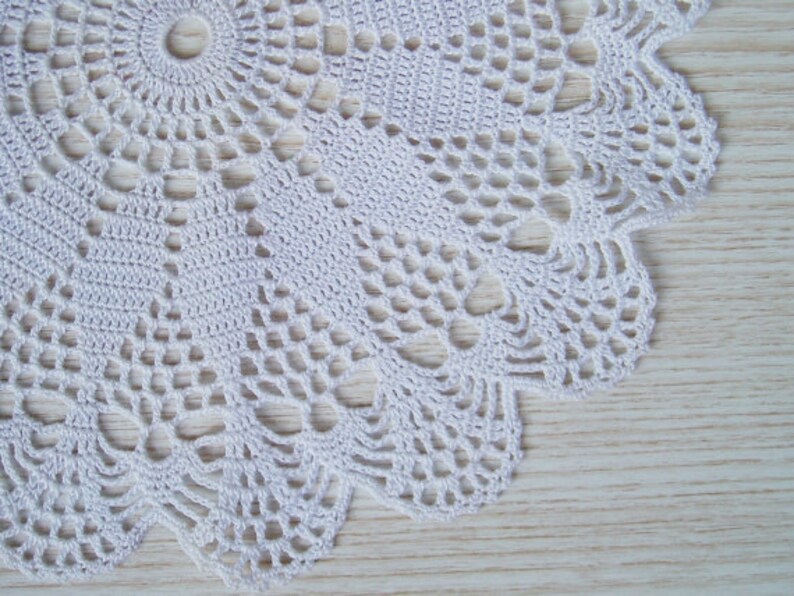 Lace Crochet White Round Doily, Crochet Centerpiece, Lace Crochet Table Decor, Crochet White Table Decorative Cover image 3