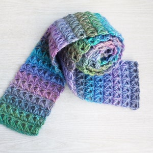 Multicolor Fashion Crochet Long Soft Ladies Scarf, Handmade Broomstick Lace Accessory