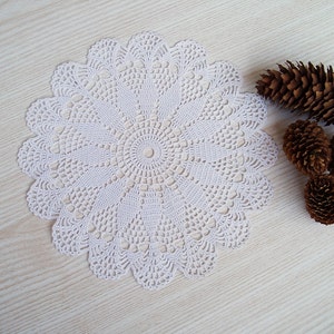 Lace Crochet White Round Doily, Crochet Centerpiece, Lace Crochet Table Decor, Crochet White Table Decorative Cover image 1