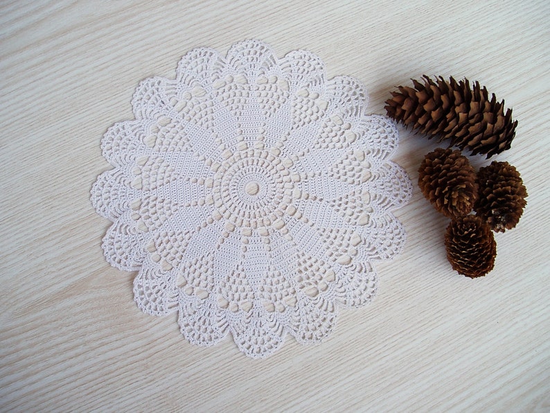 Lace Crochet White Round Doily, Crochet Centerpiece, Lace Crochet Table Decor, Crochet White Table Decorative Cover image 1