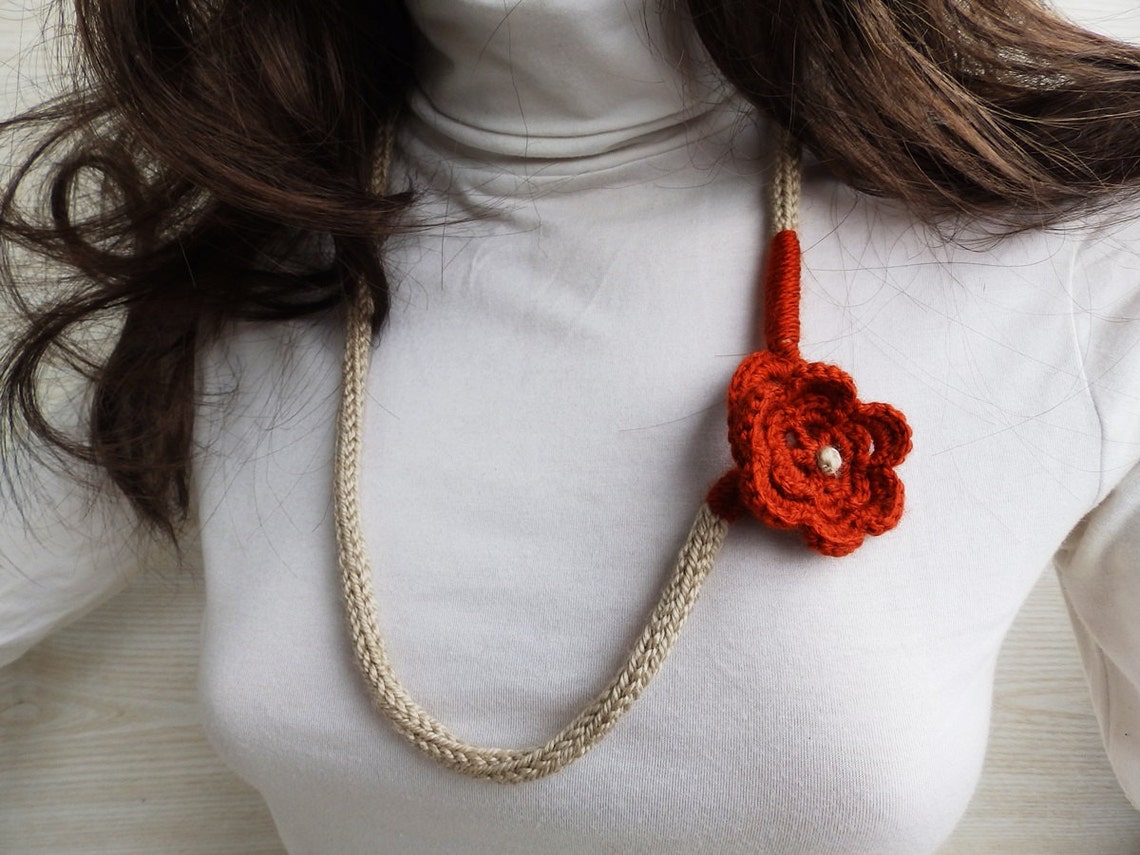 Fashion Crochet Jewelry Set Crochet Flowers Necklace Etsy