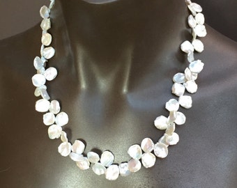 White Keshi Pearl Necklace/22 inches/Bridal Gift/Mother of the Bride