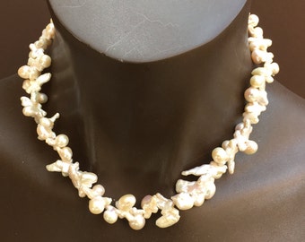 Unusual Genuine Pearl  Necklace/18.5 Inches/Suitable for the Bride