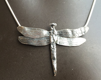 Sterling Dragonfly  Pendant with 18 inch snake chain