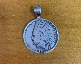 Sterling Silver Indian Head  Pendant