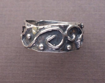 Sterling Silver Spirals and Dots Ring