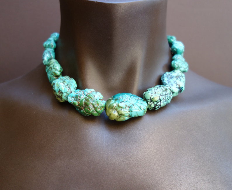 Gigantic Genuine Turquoise Nugget Necklace image 2