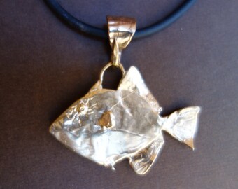 Gift for Beach Lover:Gold Bronze Surgeonfish Pendant lover