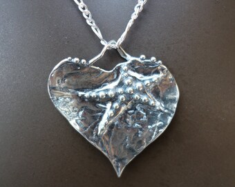 Sterling Starfish/Heart  Pendant/"Remember there is no Someday"