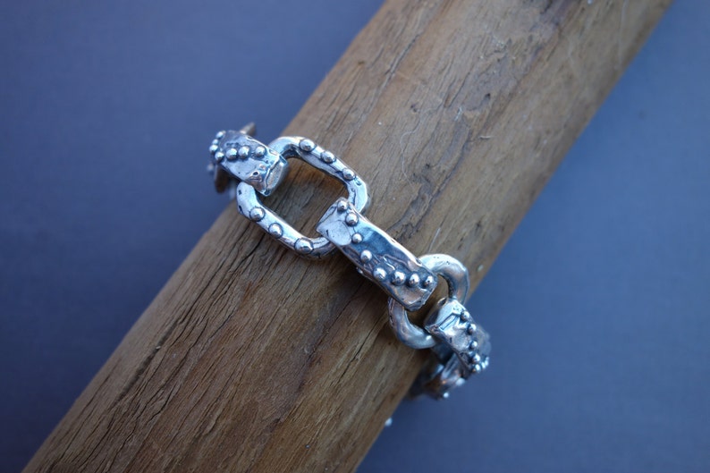 Chunky Sterling Link Bracelet with Lots of Dots