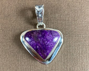 Elegant Purple Sugilite Pendant~18 inch Sterling Silver Chain