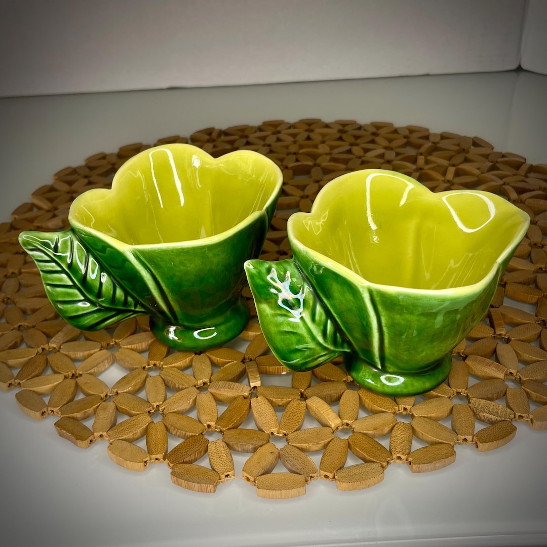 cemar-california-pottery-mcm-cups-651-664-botanical-green-yellow