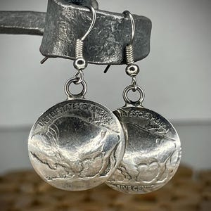 Vintage Domed Buffalo Nickel Earrings w/ sterling silver hooks