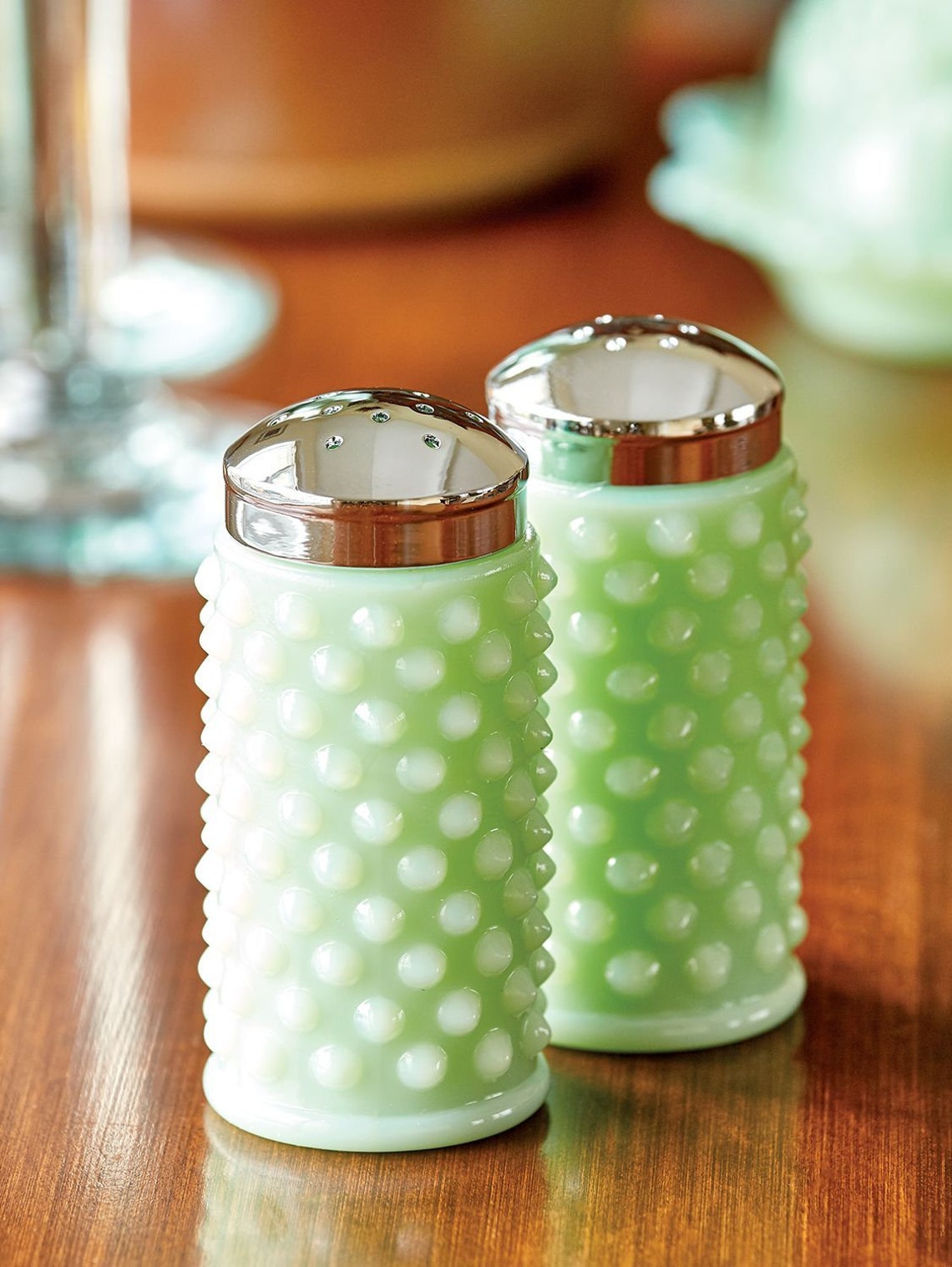 Jadeite Hobnail Shakers by Mosser Glass Etsy