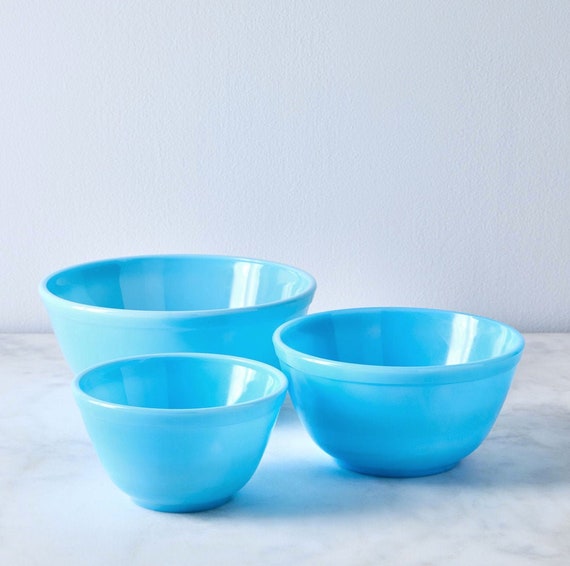 Mixing Bowls by Mosser Glass Blue 3 Sizes Each Sold Etsy