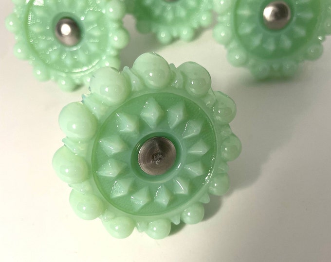 Jadeite Glass Drawer Pull by Mosser Glass Silver Color Etsy