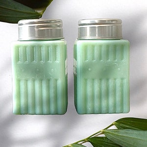 Jadeite Glass Retro Shakers with metal top- 2 once