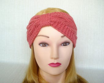 Bandeau chauffe-oreilles d’hiver pour femmes, bandeau tricoté, bandeau large pour adultes, enveloppement de tête en laine de style Turban, couvre-chef à nœud supérieur d’automne