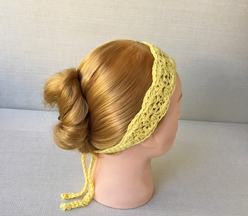 Self Tie Crochet Headband, Thin Headbands for Women, Skinny Cotton Head