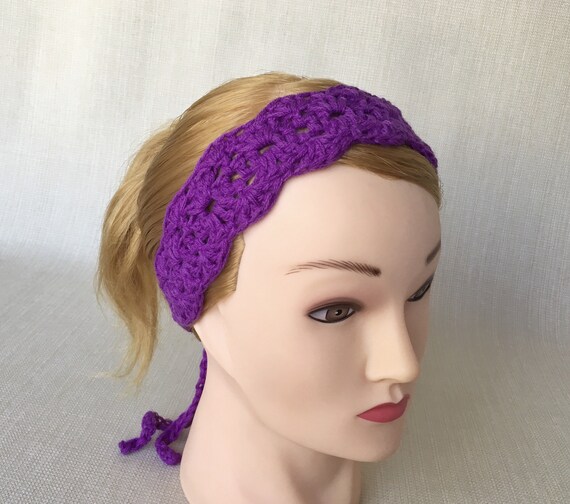 Thin Headbands For Women Self Tie Crochet Headband Etsy