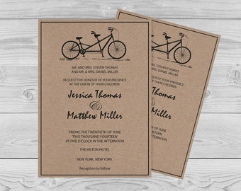bike wedding invitations printable etsy